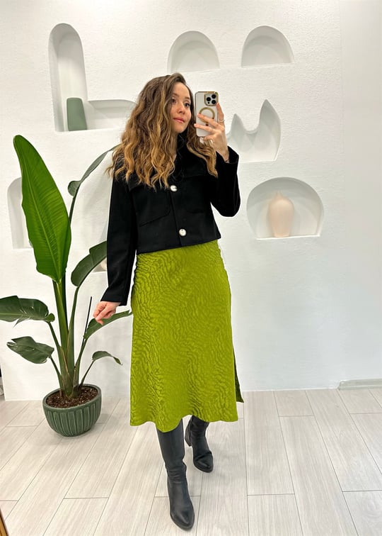 YEŞİL SATEN ETEK