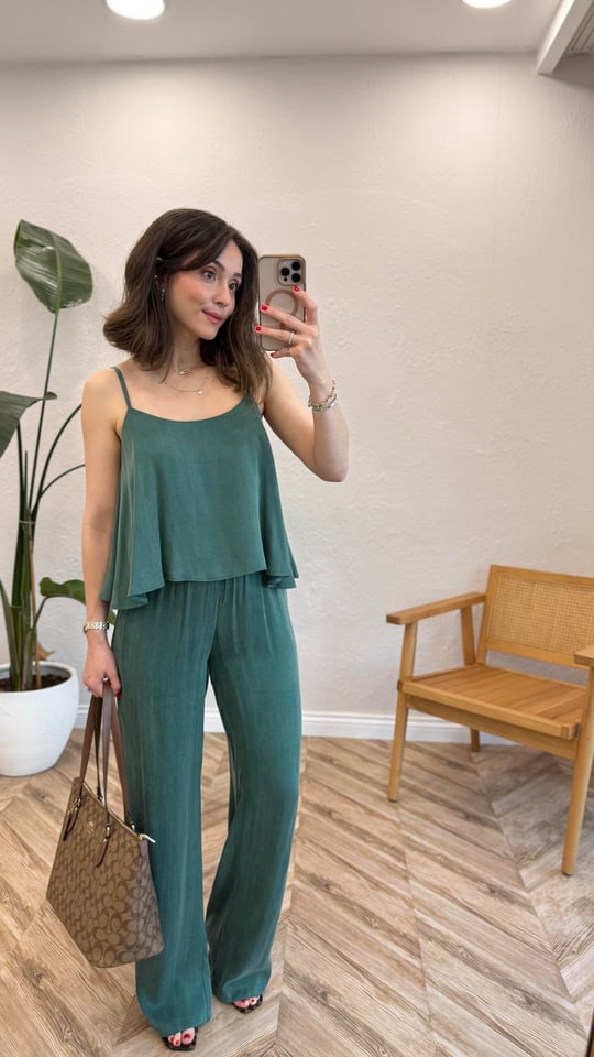 ZÜMRÜT YEŞİL 1043 BLUZ PANTOLON TAKIM 