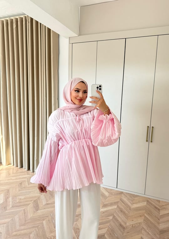 HR-2748H&R ButikHen - Dila Fırfırlı Gömlek Pembe