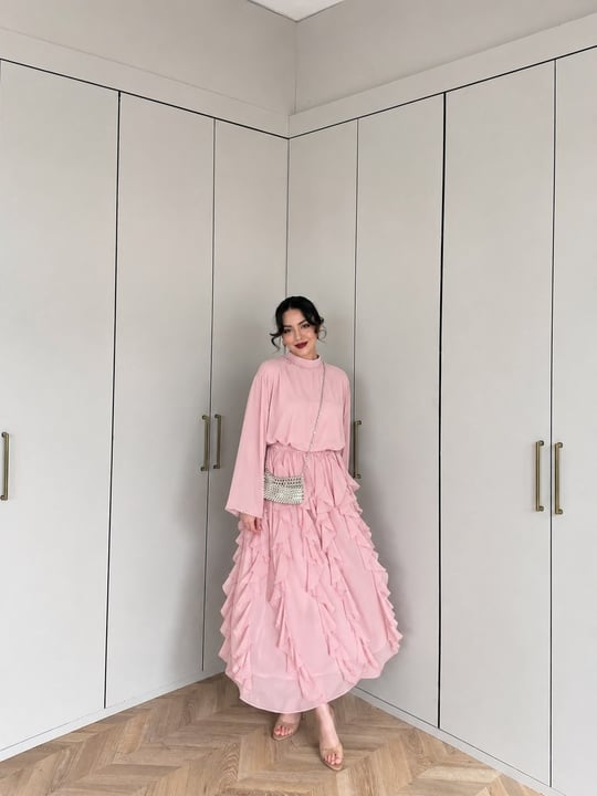 HR-0999H&R ButikLizge Şifon Takım Pembe