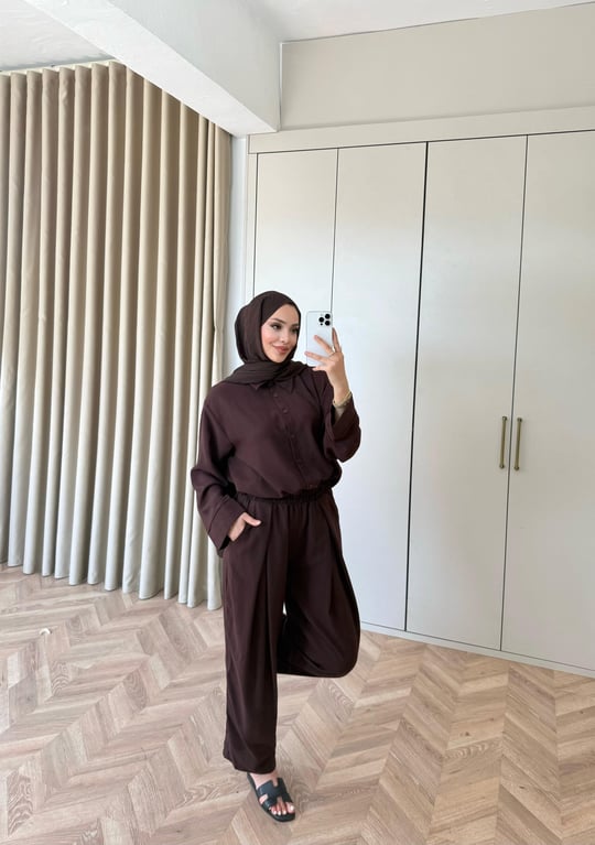 HR-0987H&R ButikMB - Dişla Keten Takım Kahve