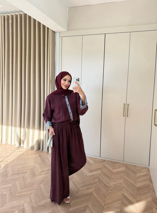 HR-1083H&R ButikMeysal Takım Bordo