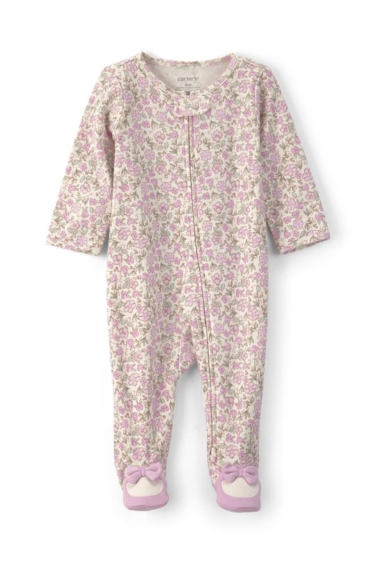 Carters Kız Bebek Çiçekli Fermuarlı Patikli Tulum Lila 1V707210