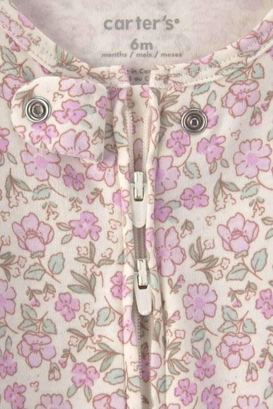 Carters Kız Bebek Çiçekli Fermuarlı Patikli Tulum Lila 1V707210