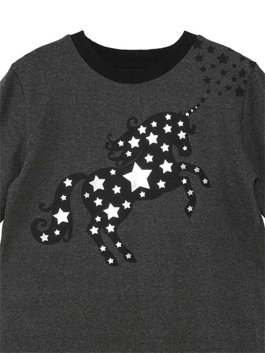 Denokids Kız Çocuk Yıldızlı Unicorn Elbise Antrasit MS-23K1-002