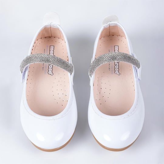 Merli&Rose Kız Çocuk Kalpli Babet Beyaz Rugan P10005