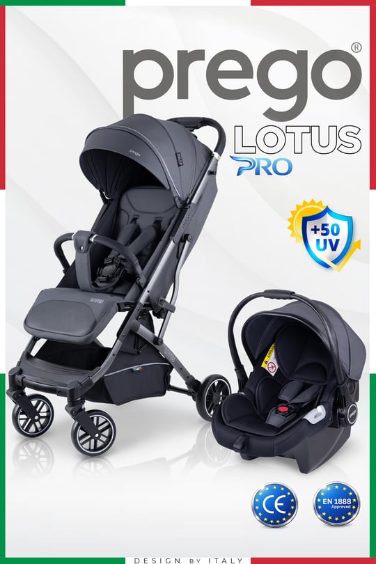 Prego Lotus Pro Kabin Boy Travel Bebek Arabası -Tek Elle Katlanır-Hafif -UV Tenteli -Yağmurluk-Örtü-Kılıf Füme