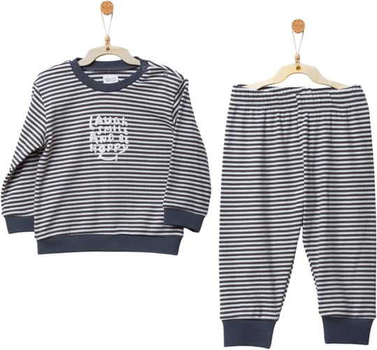 Andywawa Bebek Bamboo Casual Çizgili Alt Üst Takım Antrasit AC27181