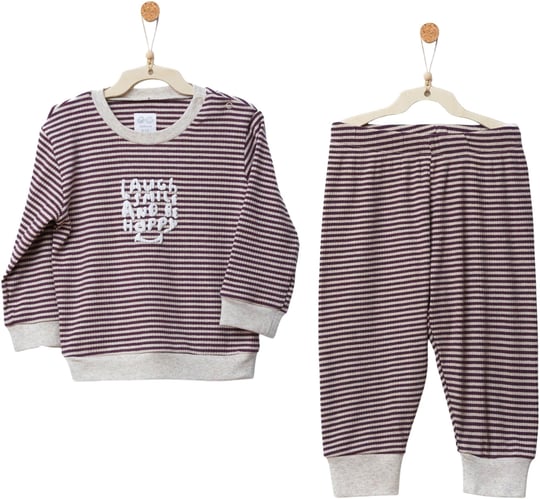 Andywawa Bebek Bamboo Casual Çizgili Alt Üst Takım Mürdüm AC27181