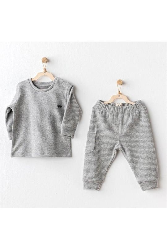 Andywawa Bebek Basic 2'li Takım Gri Melanj AC25205