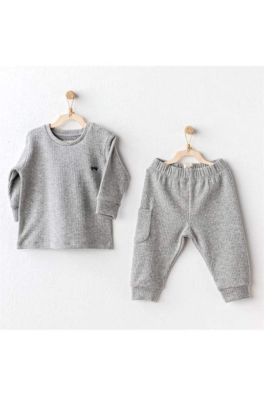 Andywawa Bebek Basic 2'li Takım Gri Melanj AC25205