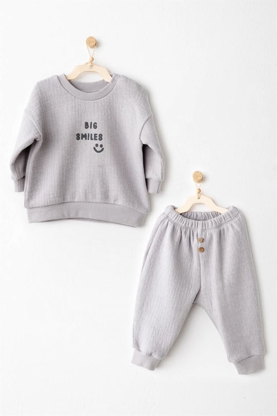 Andywawa Bebek Casual Alt Üst Takım Gri AC26206