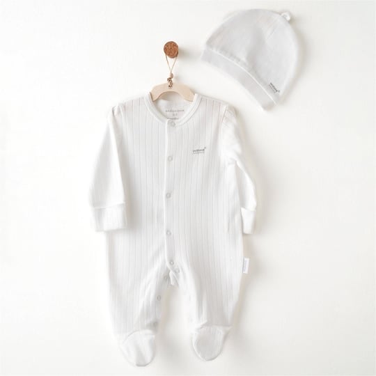 Andywawa Bebek Hello Elephant Patikli Romper Tulum Beyaz AC26592