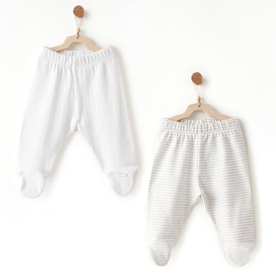 Andywawa Bebek Hello Elephants 2'li Patikli Pantolon Set Beyaz AC26585