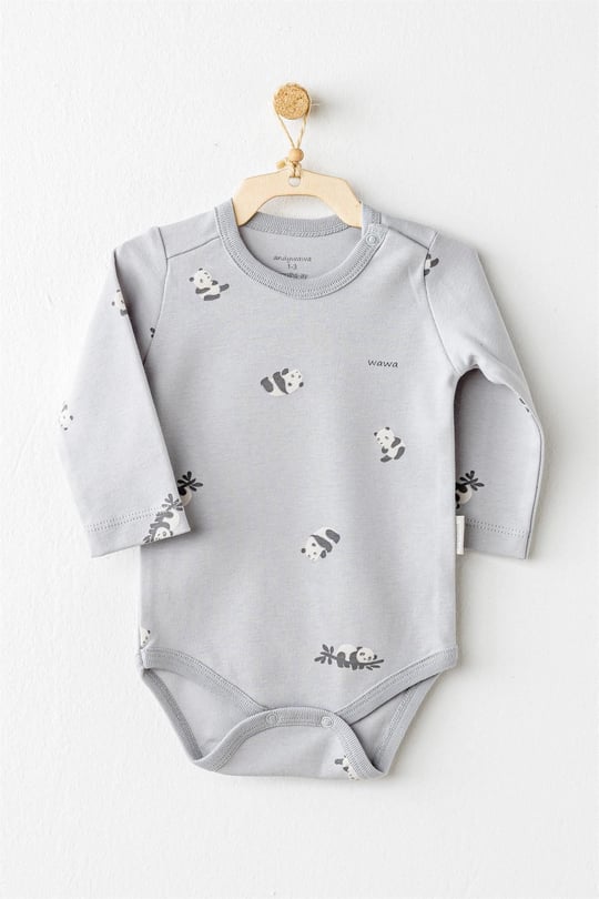 Andywawa Bebek Keep Smiling 2'li Body Set Gri AC26036