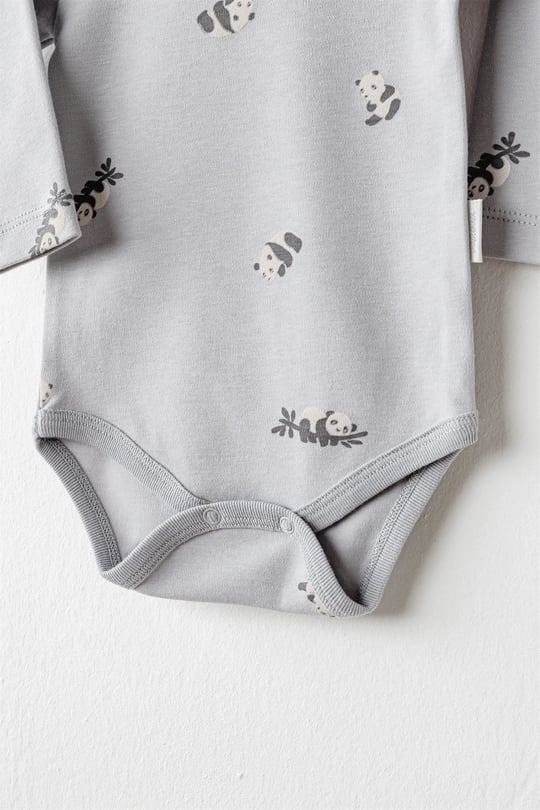Andywawa Bebek Keep Smiling 2'li Body Set Gri AC26036