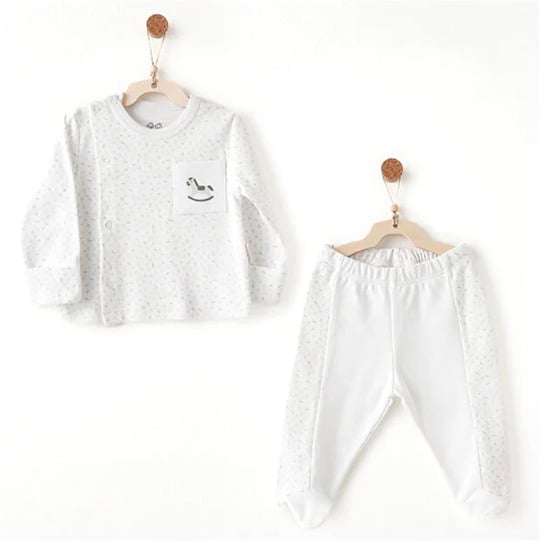 Andywawa Bebek My Little World Alt Üst Takım Beyaz AC26754