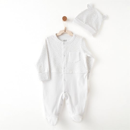 Andywawa Bebek My Little World Patikli Tulum Şapka Takım Beyaz AC26755