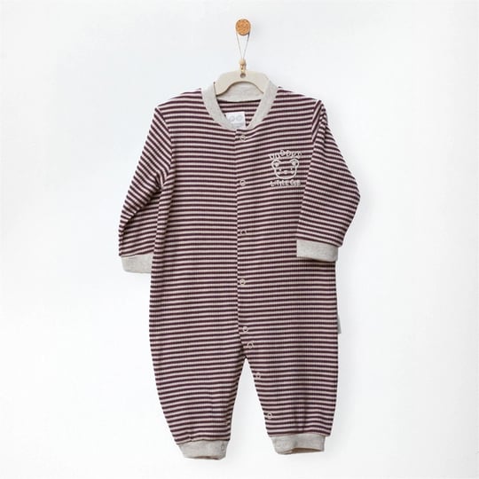 Andywawa Bebek Romper Bamboo Casual Çizgili Tulum Mürdüm AC27195