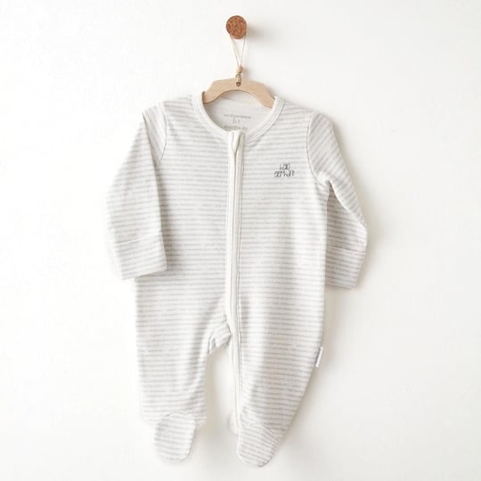 Andywawa Bebek Romper Hello Elephant Patikli Tulum Gri AC26586