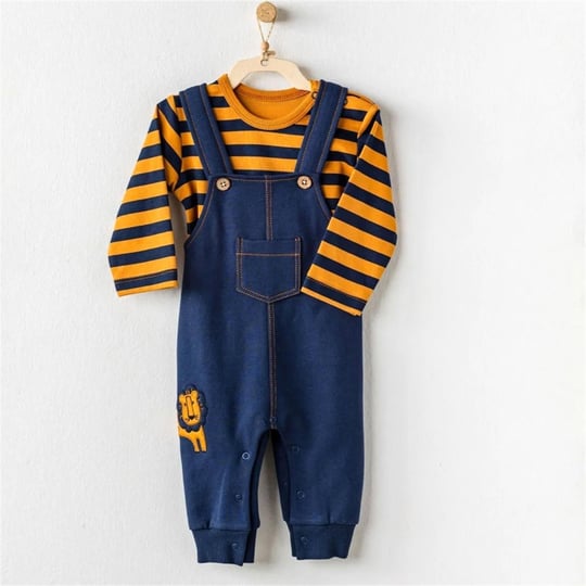 Andywawa Erkek Bebek Aslancık Salopet Takım Navy/Mustard AC24195