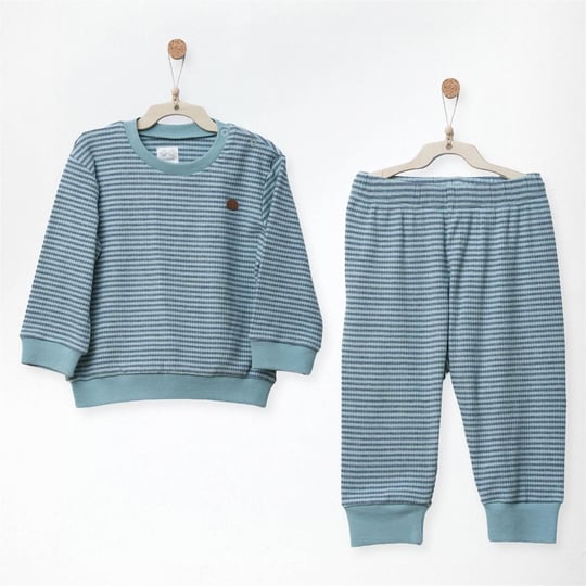 Andywawa Erkek Bebek Bamboo Casual Çizgili Alt Üst Takım Mint  AC27185
