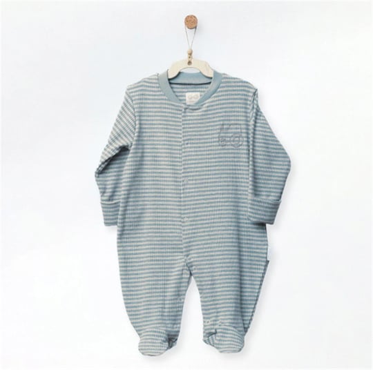 Andywawa Erkek Bebek Romper Bamboo Casual Çizgili Patikli Tulum Mint AC27189