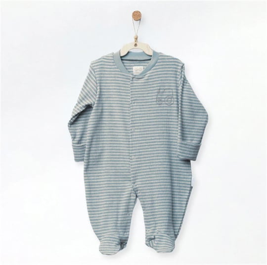 Andywawa Erkek Bebek Romper Bamboo Casual Çizgili Patikli Tulum Mint AC27189