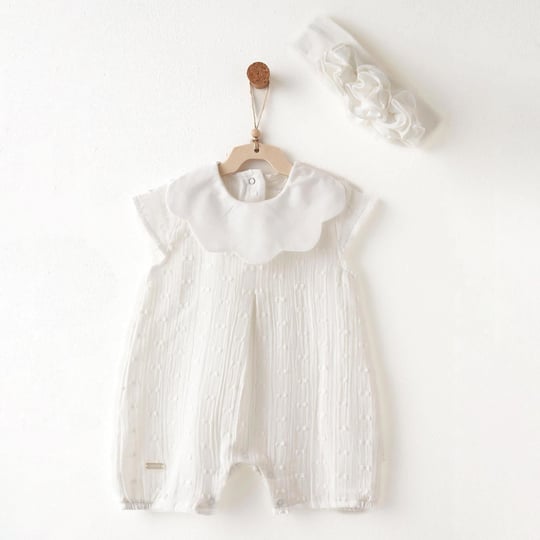 Andywawa Kız Bebek Baby Chic Bandanalı Romper Tulum Ekru AC26641