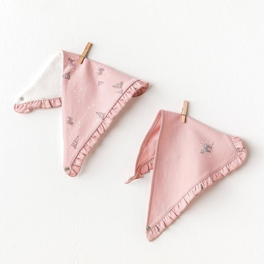 Andywawa Kız Bebek Bibs Puppy Gazelle 2'li Fular Set Pembe AC25051