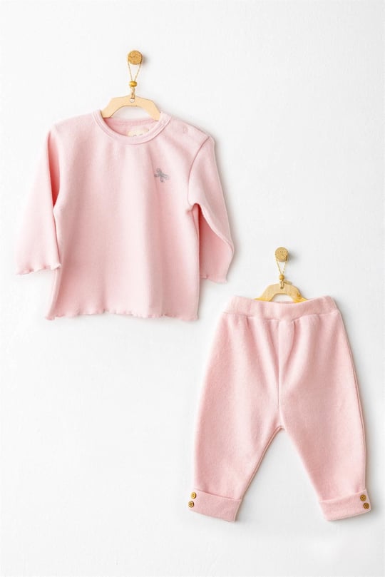 Andywawa Kız Bebek Casual Alt Üst Takım Pembe AC26218