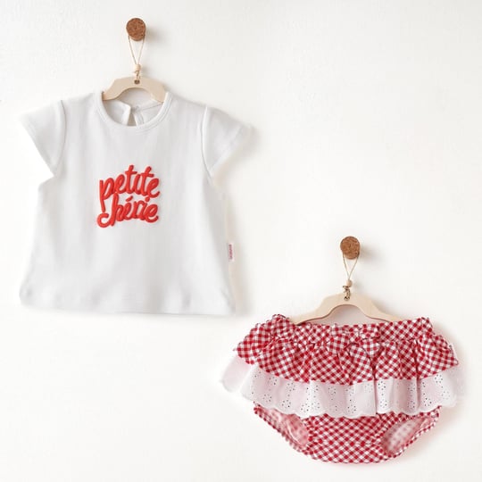 Andywawa Kız Bebek Cherry Chatty Alt Üst Takım Kırmızı AC26682