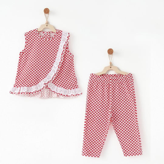 Andywawa Kız Bebek Cherry Chatty Alt Üst Takım Kırmızı AC26680