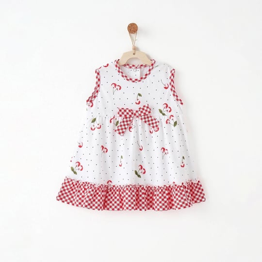 Andywawa Kız Bebek Cherry Chatty Elbise Ekru AC26688