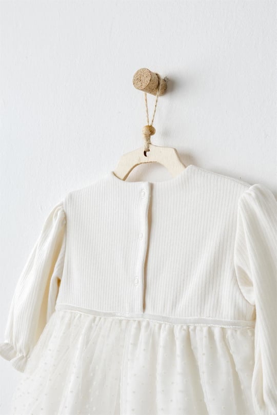 Andywawa Kız Bebek Dress Bow Bliss Elbise Ekru AC26257