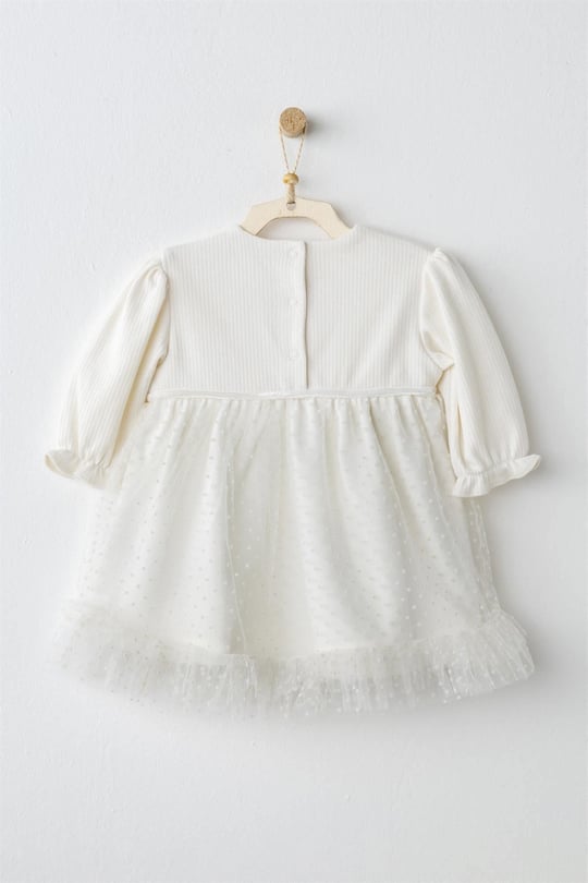 Andywawa Kız Bebek Dress Bow Bliss Elbise Ekru AC26257