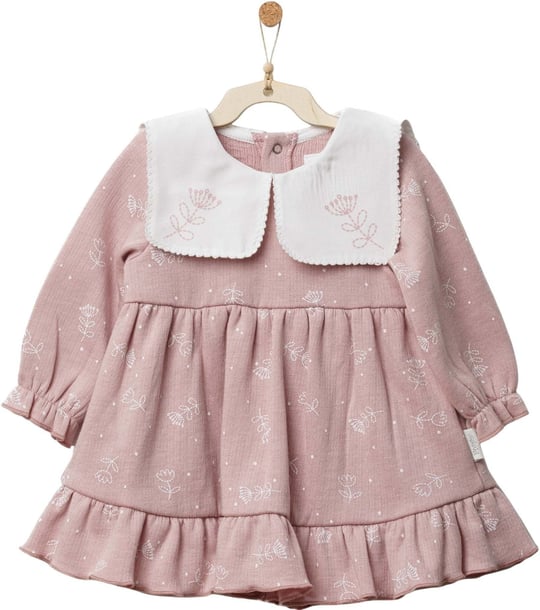 Andywawa Kız Bebek Dress Royal Baby Yakalı Fırfırlı Elbise Pembe AC27253