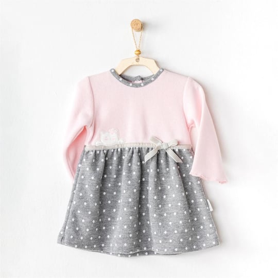 Andywawa Kız Bebek Elbise Pembe/Gri AC24391