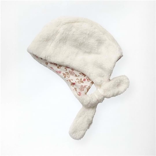 Andywawa Kız Bebek Floral Dreams Çiçekli Peluş Şapka Ekru AC27026