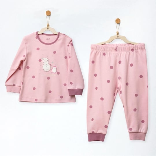 Andywawa Kız Bebek Little Dreamers Puantiyeli Pijama Takımı Pembe AC27140