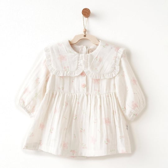 Andywawa Kız Bebek Lovely Day Müslin Elbise Ekru AC26622