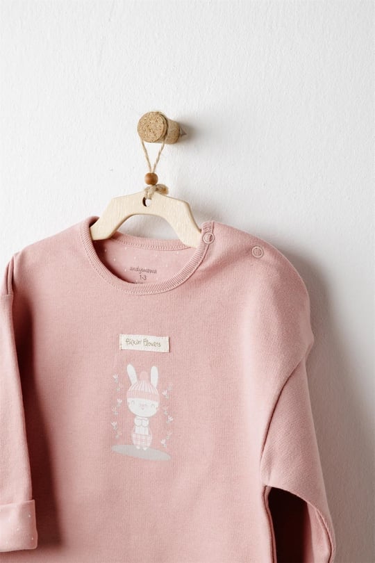 Andywawa Kız Bebek Mon Petit Amour Alt Üst Takım Pembe AC26087