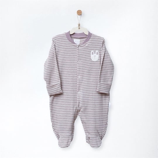 Andywawa Kız Bebek Romper Bamboo Casual Çizgili Patikli Tulum Lila AC27191
