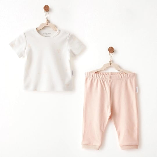 Andywawa Kız Bebek Romper Little Swan Love Alt Üst Takım Somon AC26540