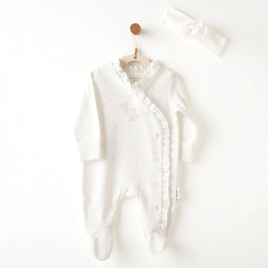 Andywawa Kız Bebek Romper Summer Time Bandanalı Patikli Tulum Ekru AC26503