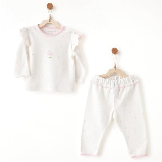 Andywawa Kız Bebek Summer Time Çiçekli  Alt Üst Takım Ekru AC26507