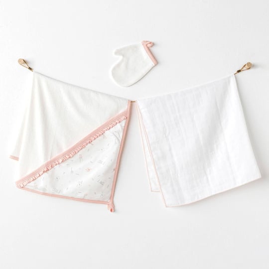 Andywawa Kız Çocuk Towel Müslin Set Love Family 3'lü Havlu Set Ekru AC25512
