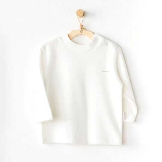 Andywawa Unisex Bebek Basic T-shirt Ekru AC24411