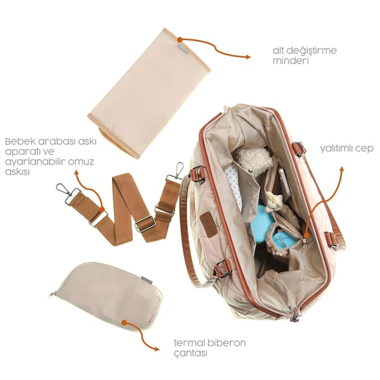 Babyes Baby Bag Anne Bebek Bakım Çantası Pudra