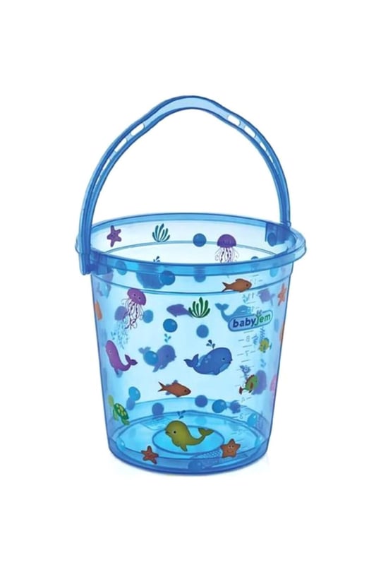 Babyjem Bebek Banyo Kovası Şeffaf Mavi Desenli Art-399